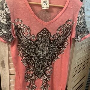 Vocal Pink and Black Ornate Tee